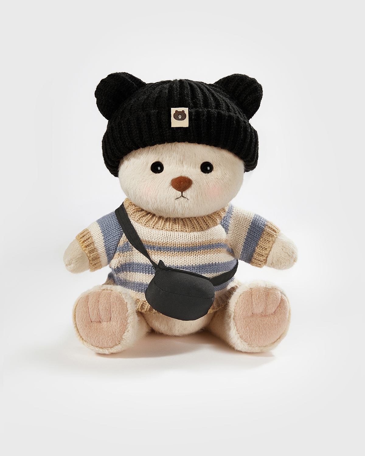 Teddy Bear & Casual Black Hat Sweater Set - 12 Inches