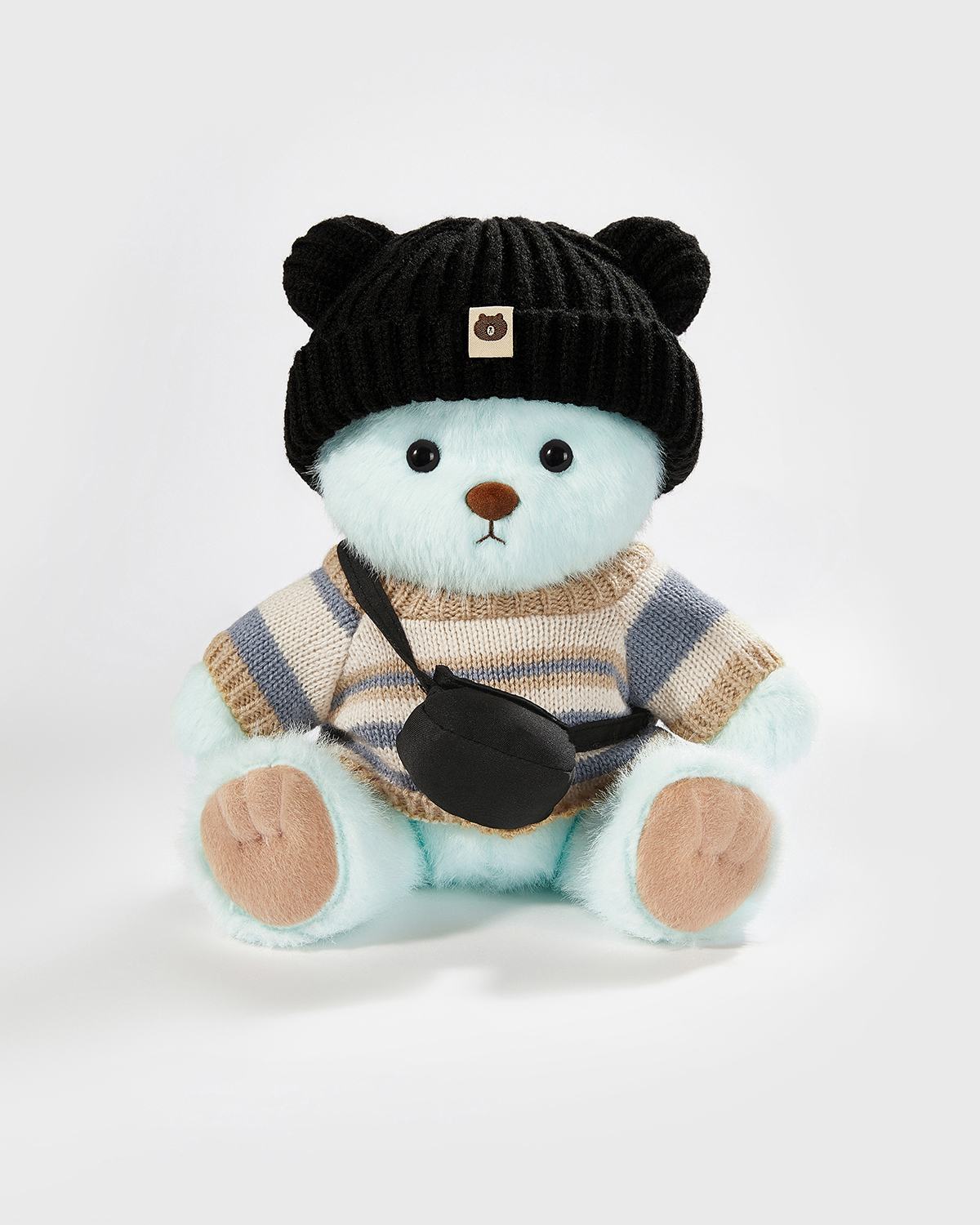 Teddy Bear & Casual Black Hat Sweater Set - 12 Inches