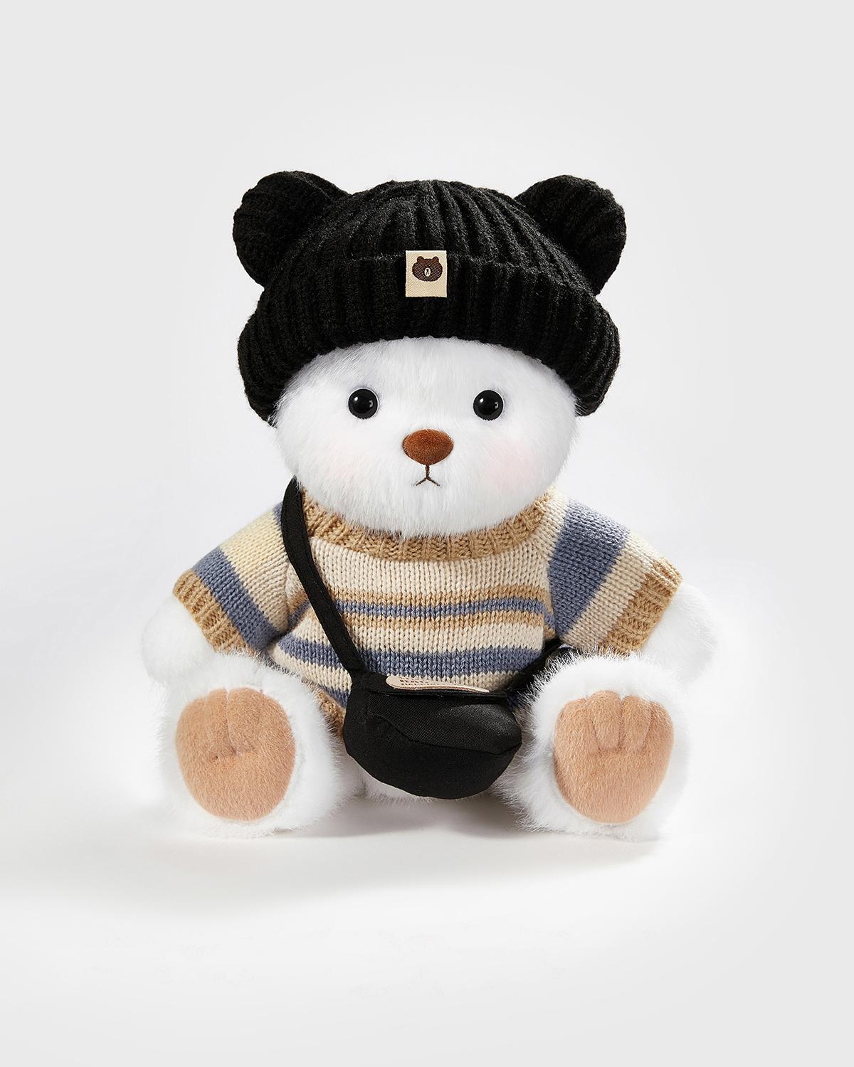 Teddy Bear & Casual Black Hat Sweater Set - 12 Inches