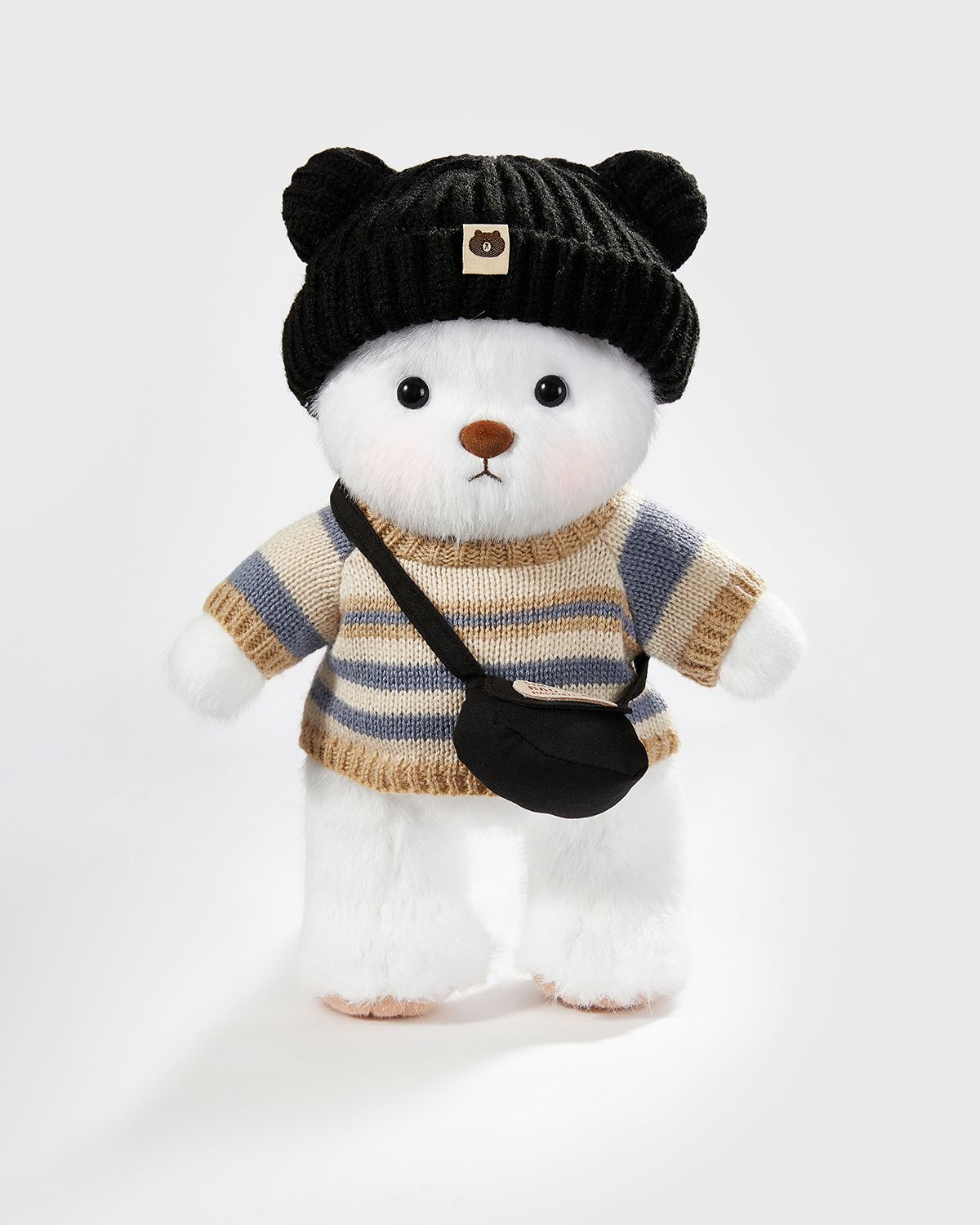 Teddy Bear & Casual Black Hat Sweater Set - 12 Inches