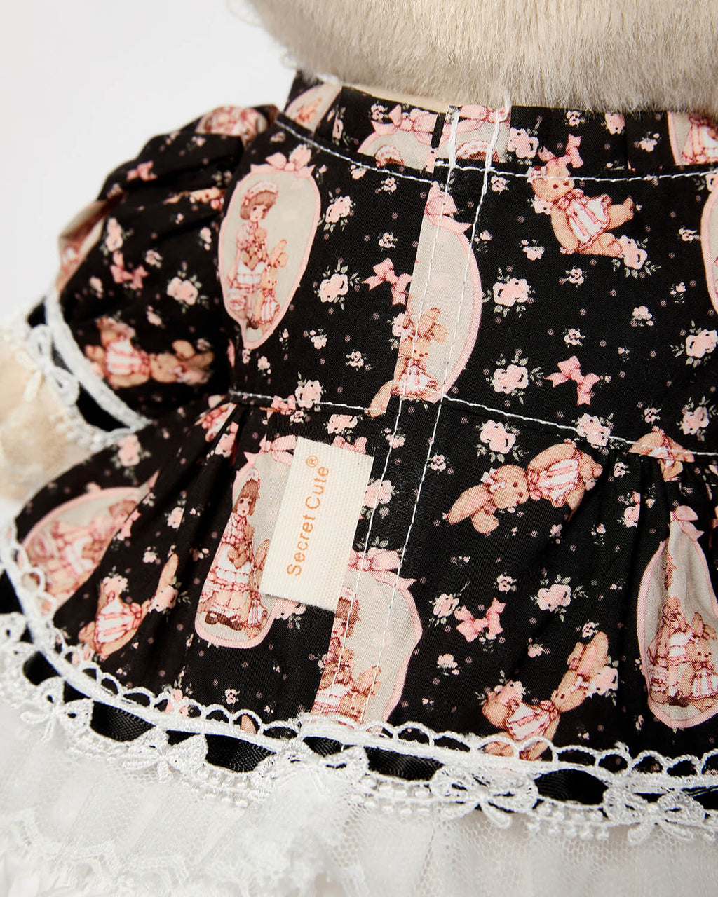 Teddy Bear & Black Lace Lolita Dress - 12 Inches