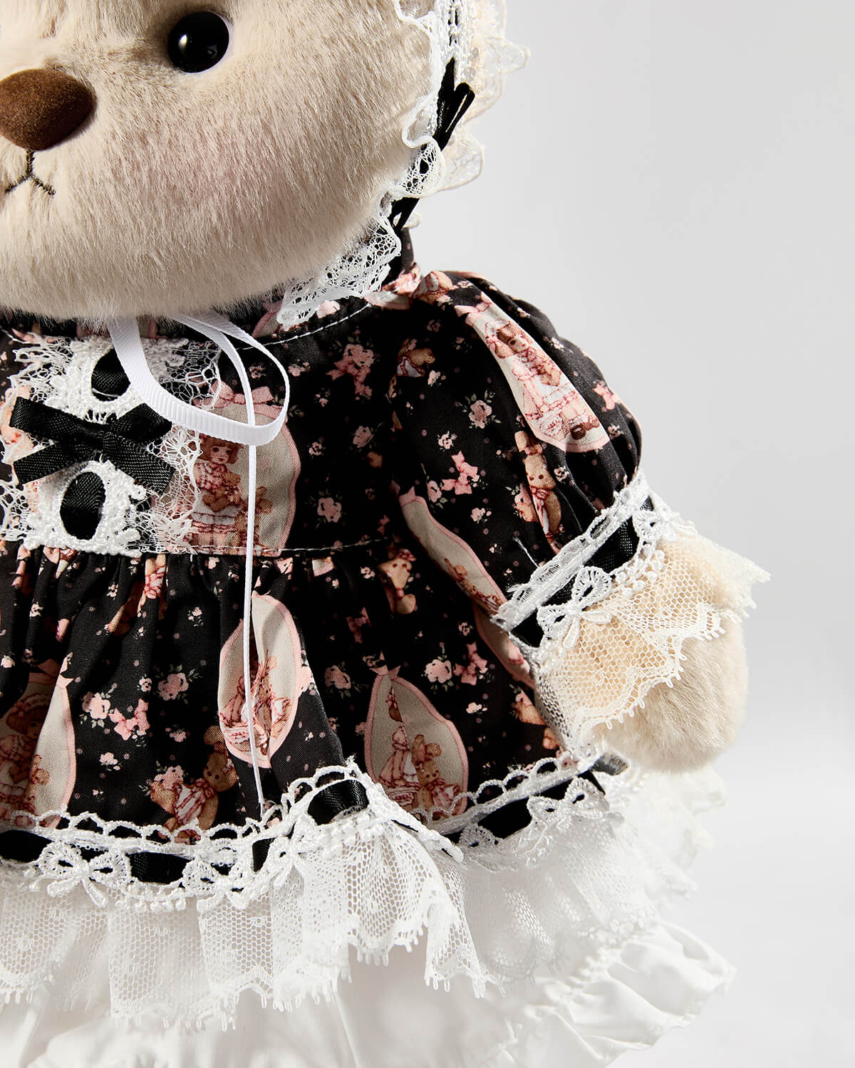 Teddy Bear & Black Lace Lolita Dress - 12 Inches
