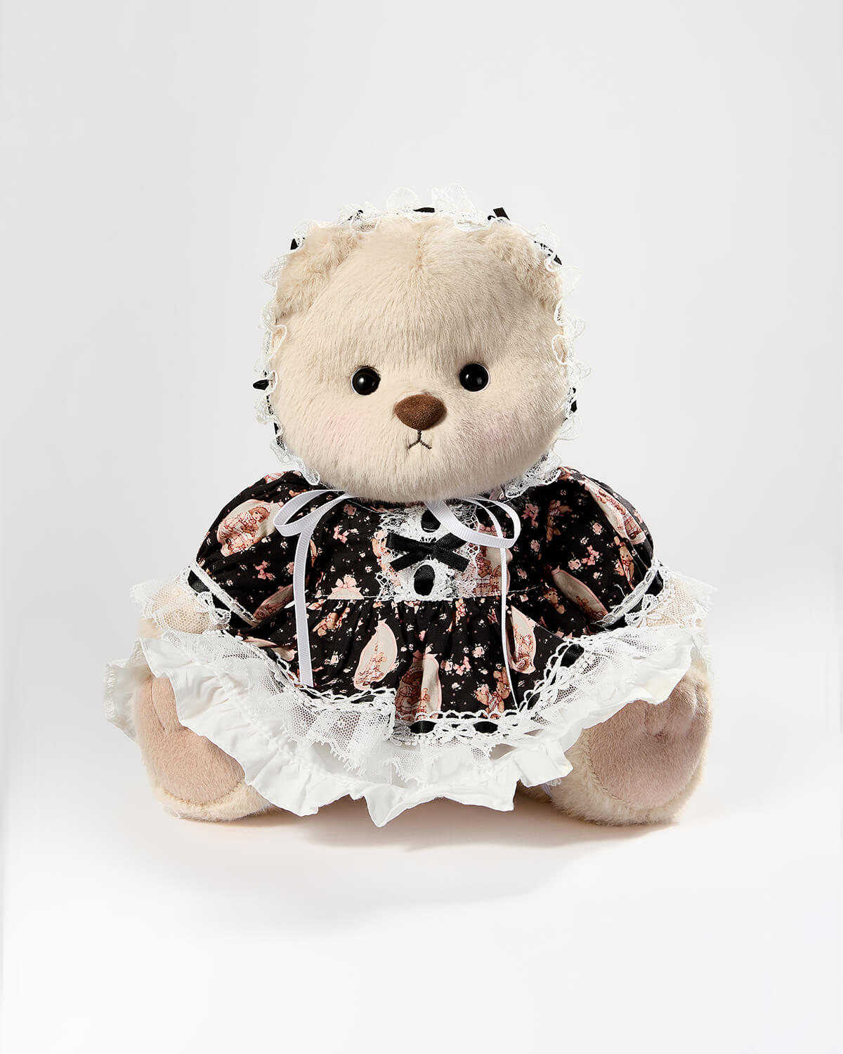 Teddy Bear & Black Lace Lolita Dress - 12 Inches