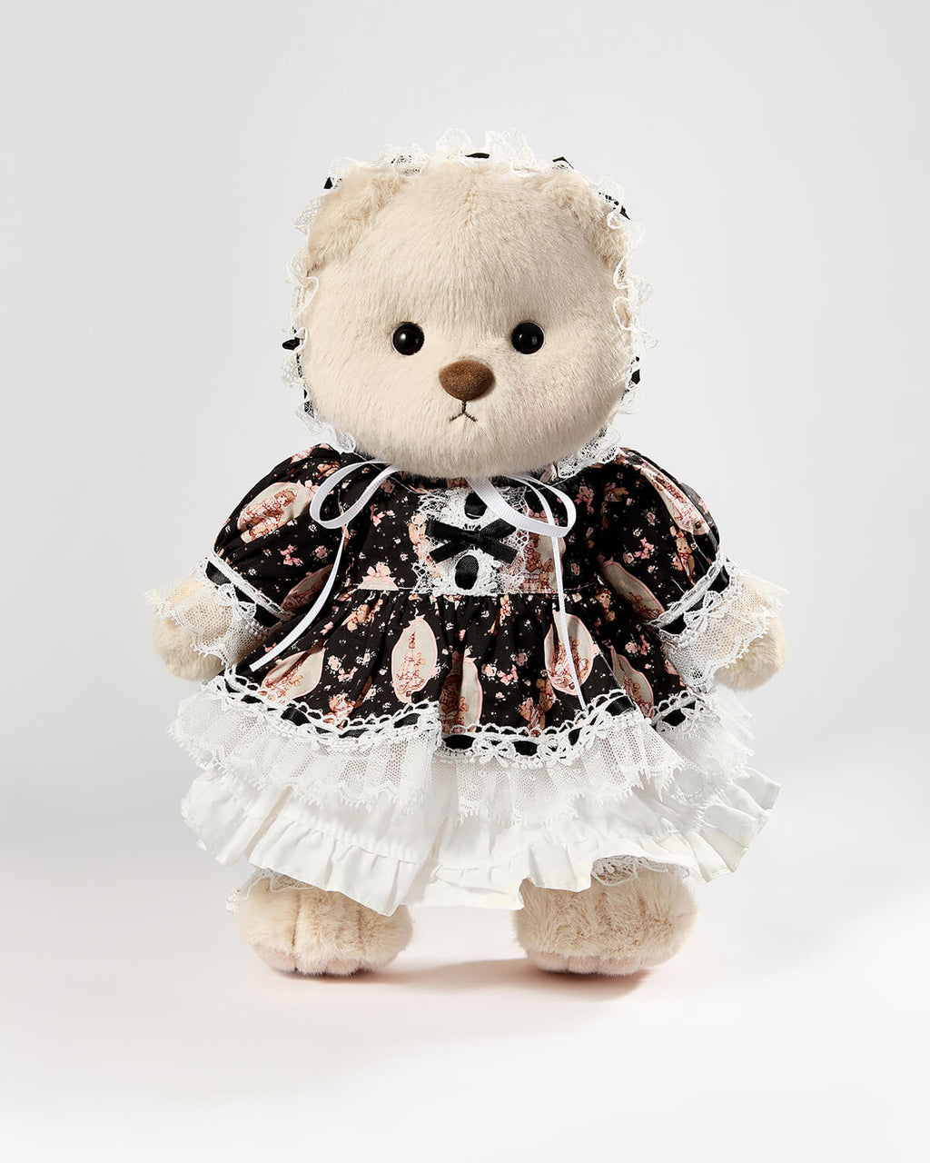 Teddy Bear & Black Lace Lolita Dress - 12 Inches