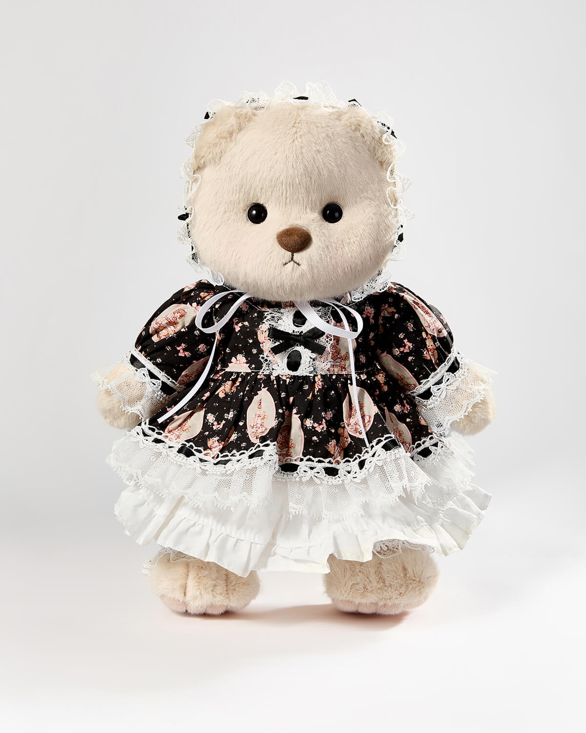 Teddy Bear & Black Lace Lolita Dress - 12 Inches