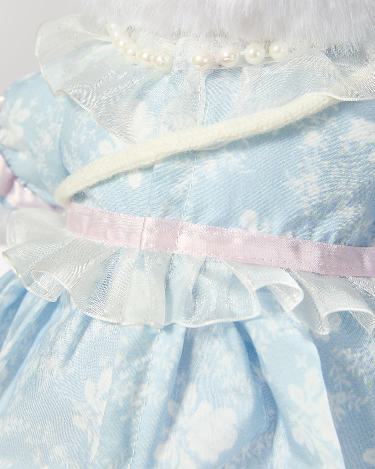Teddy Bear & Blue Jacquard Rose Dress - 12 Inches