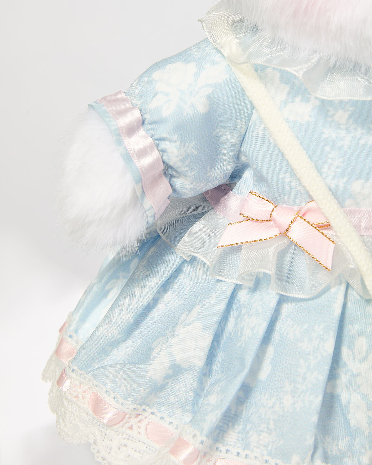 Teddy Bear & Blue Jacquard Rose Dress - 12 Inches