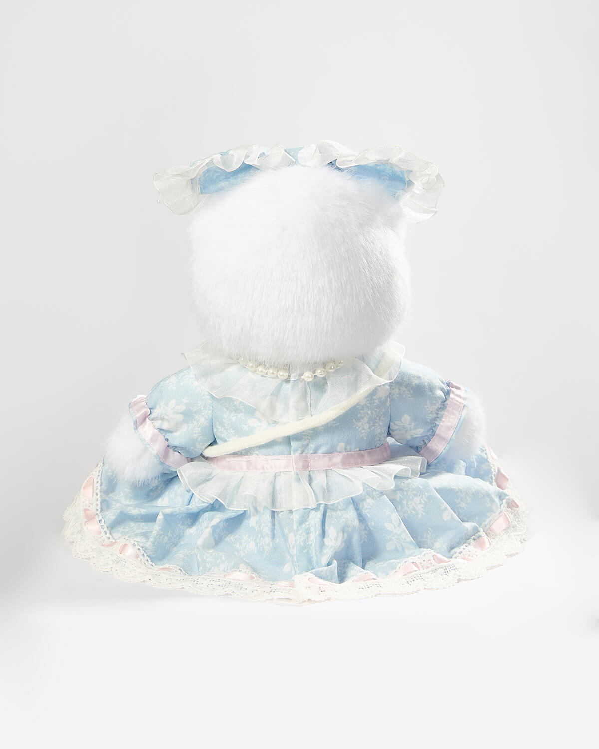 Teddy Bear & Blue Jacquard Rose Dress - 12 Inches