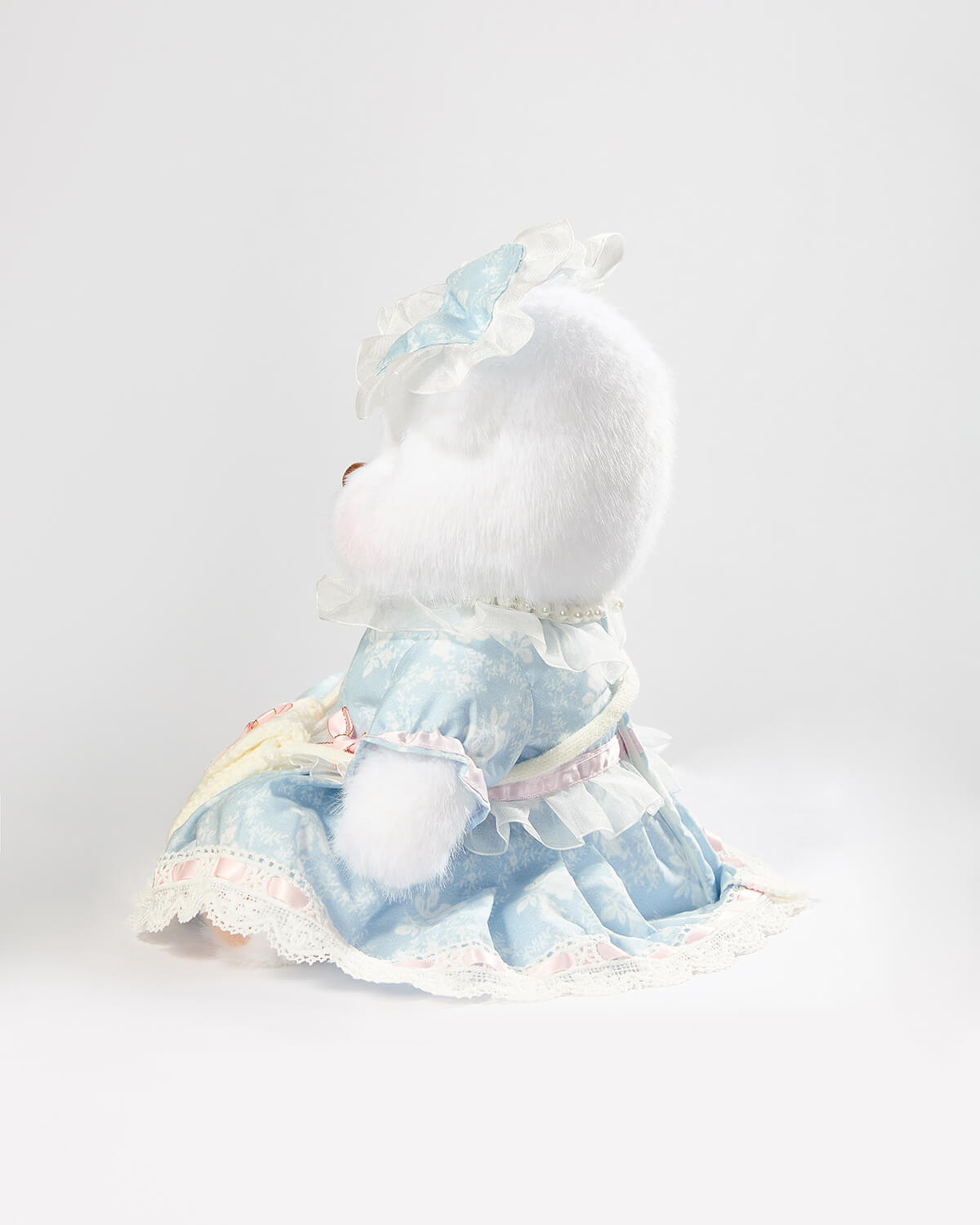 Teddy Bear & Blue Jacquard Rose Dress - 12 Inches