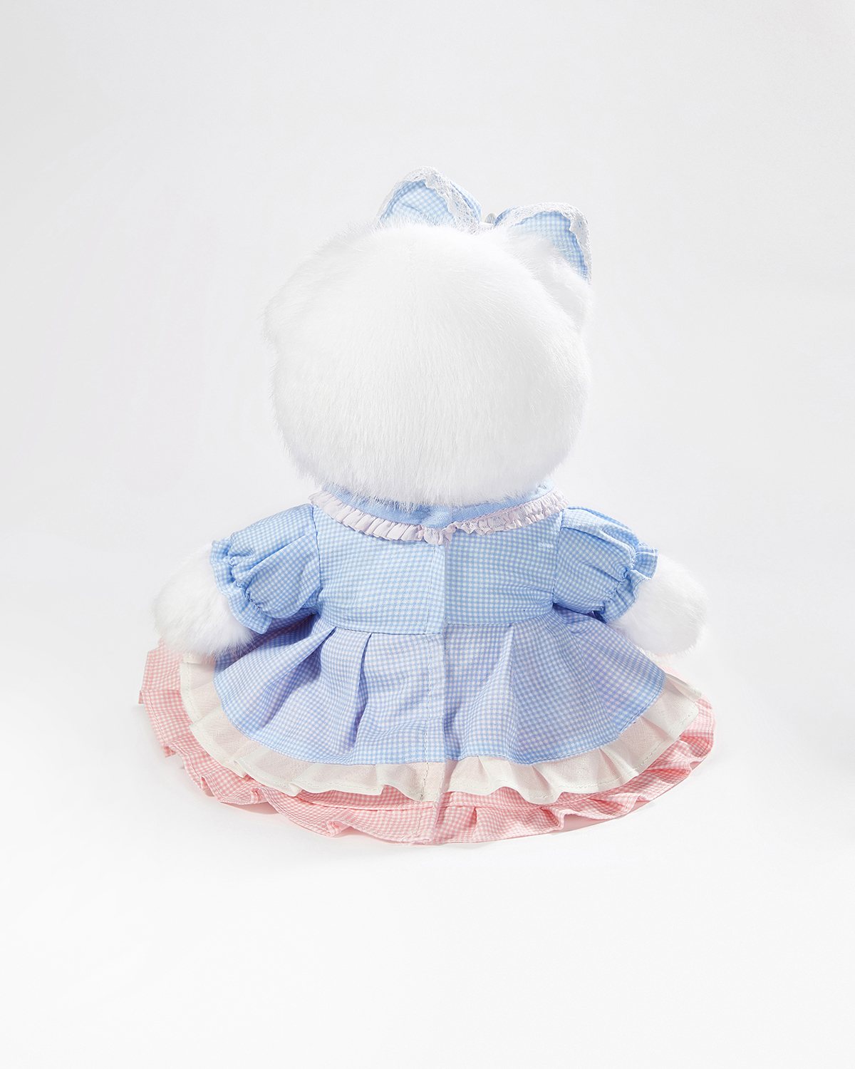 Teddy Bear & Cute Blue Plaid Floral Dress - 12 Inches