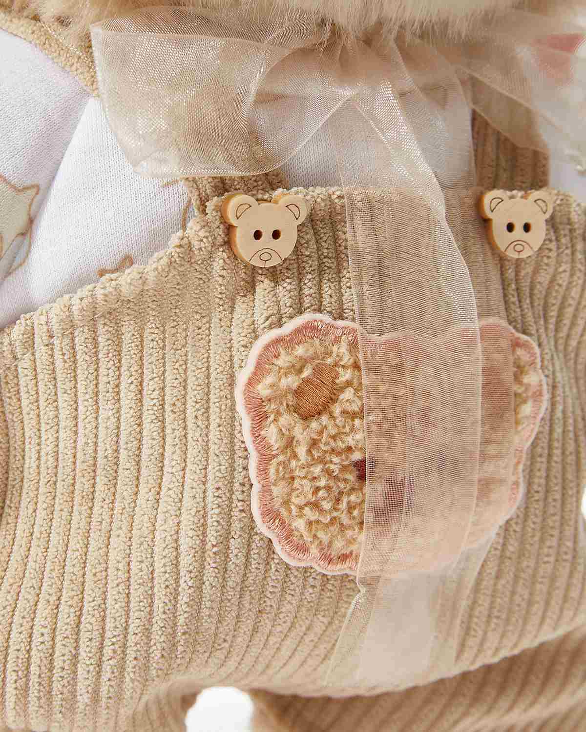 Teddy Bear & Brown Long Eared Rabbit Overalls Set - 12 Inches