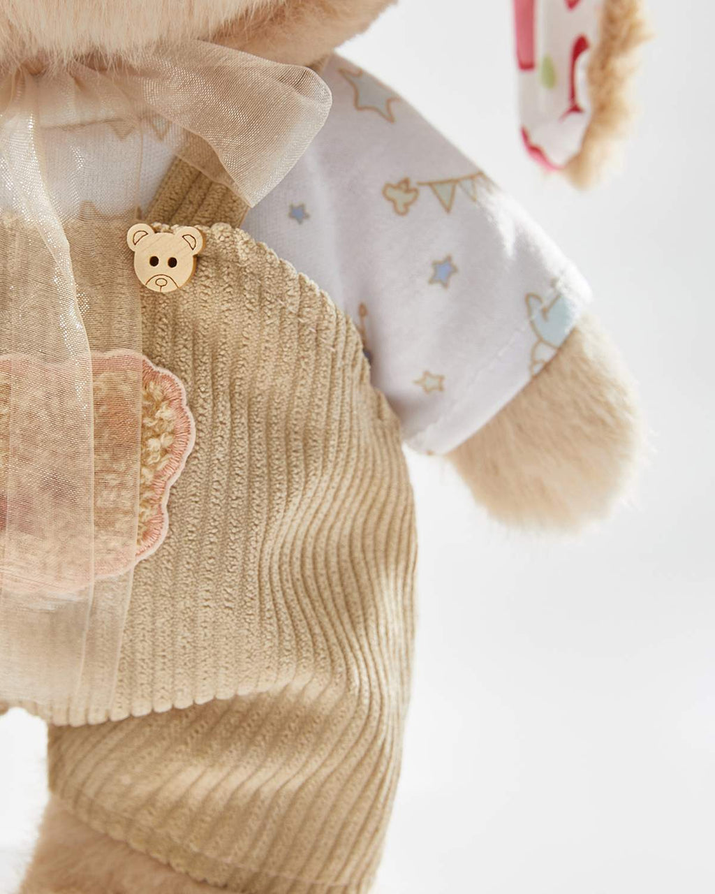 Teddy Bear & Brown Long Eared Rabbit Overalls Set - 12 Inches