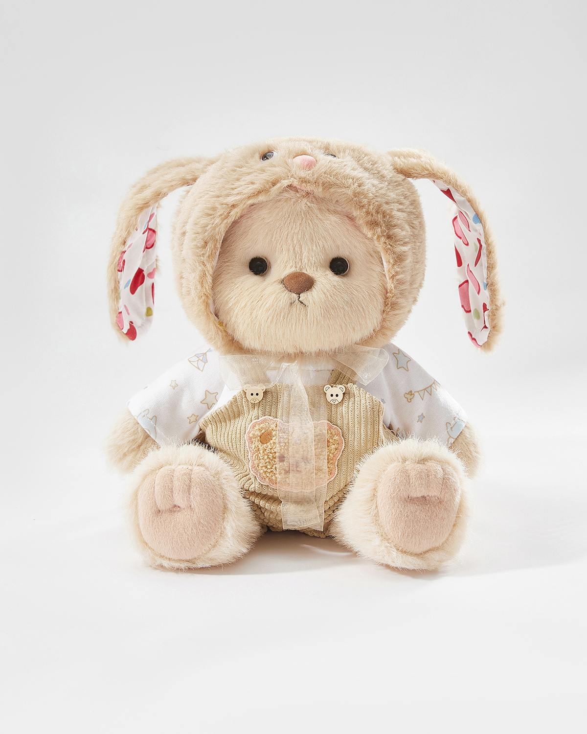 Teddy Bear & Brown Long Eared Rabbit Overalls Set - 12 Inches