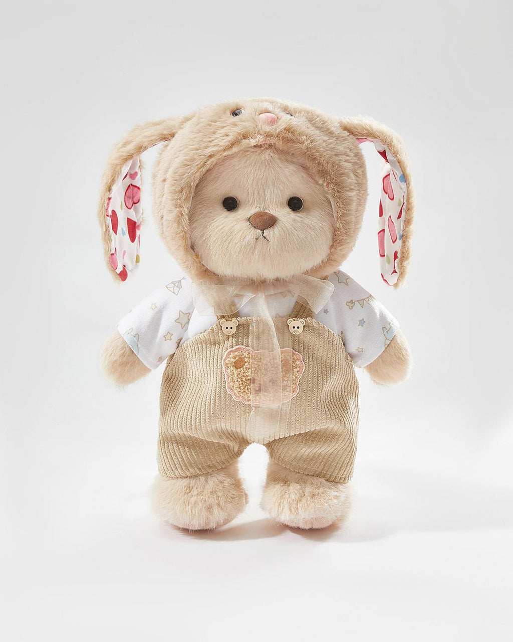 Teddy Bear & Brown Long Eared Rabbit Overalls Set - 12 Inches