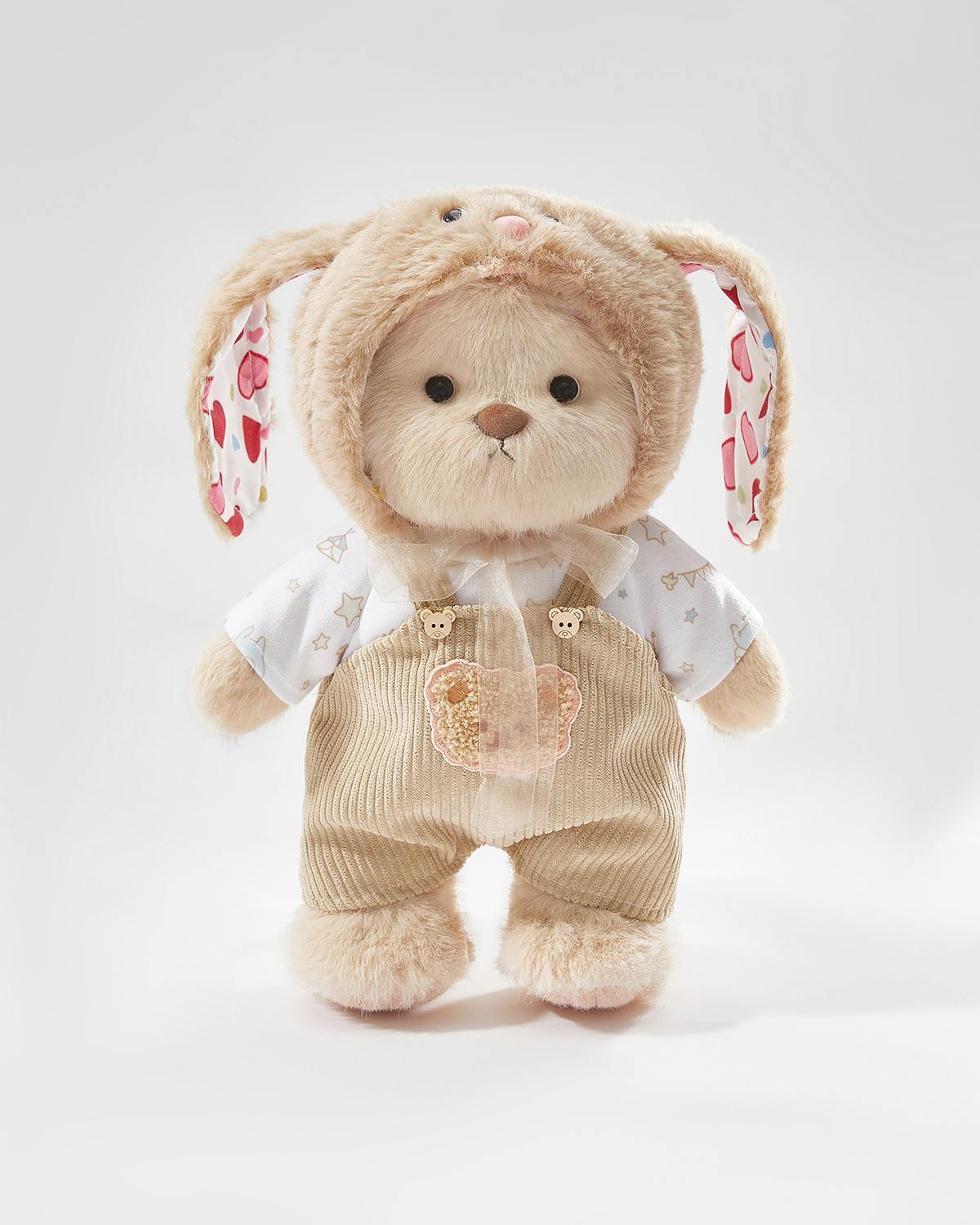 Teddy Bear & Brown Long Eared Rabbit Overalls Set - 12 Inches