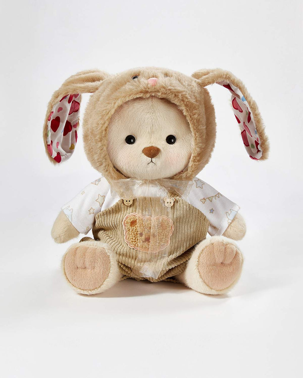 Teddy Bear & Brown Long Eared Rabbit Overalls Set - 12 Inches