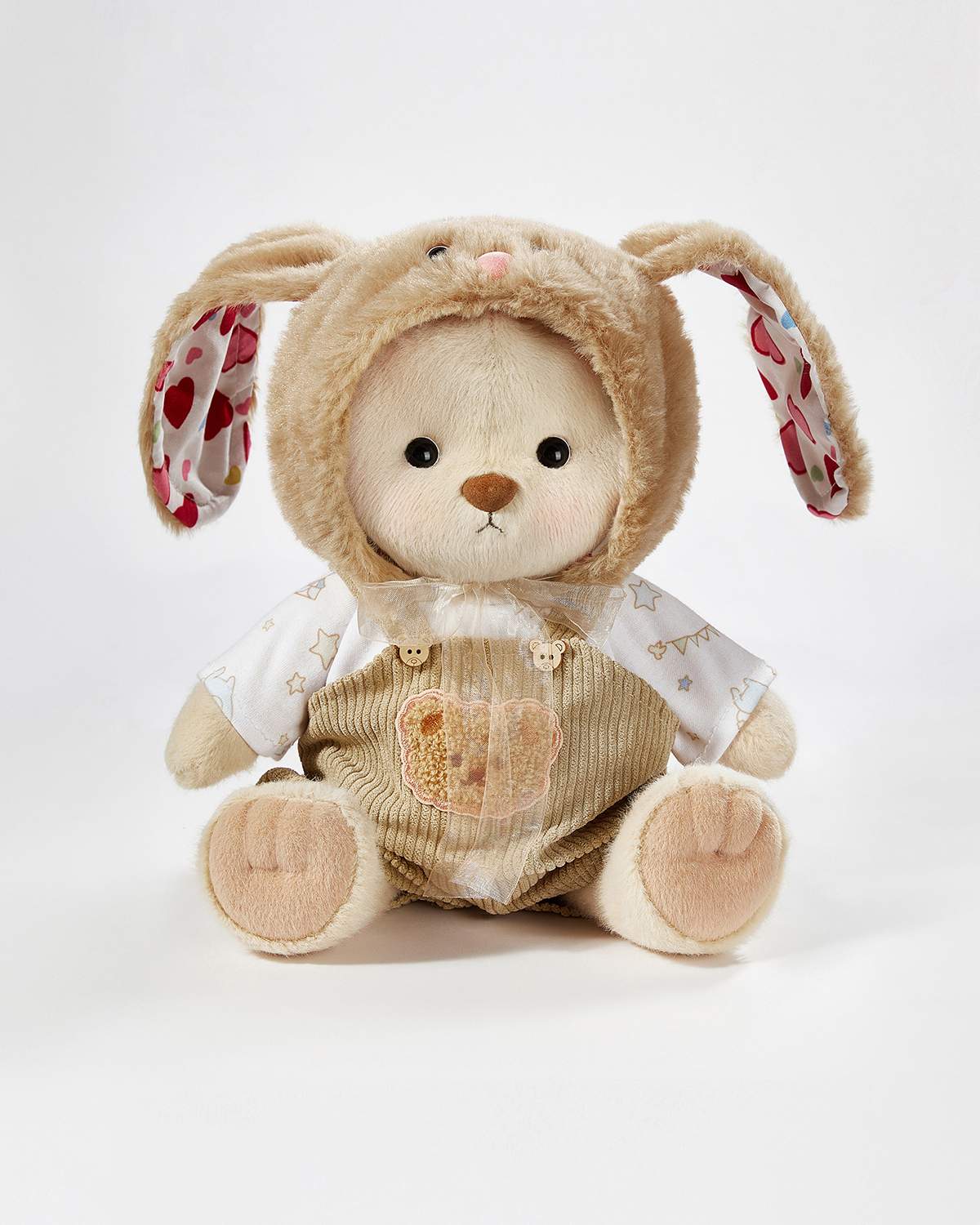 Teddy Bear & Brown Long Eared Rabbit Overalls Set - 12 Inches