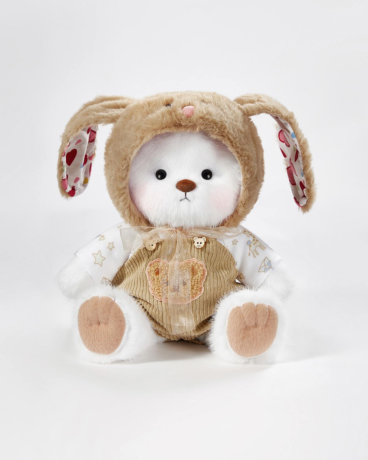 Teddy Bear & Brown Long Eared Rabbit Overalls Set - 12 Inches