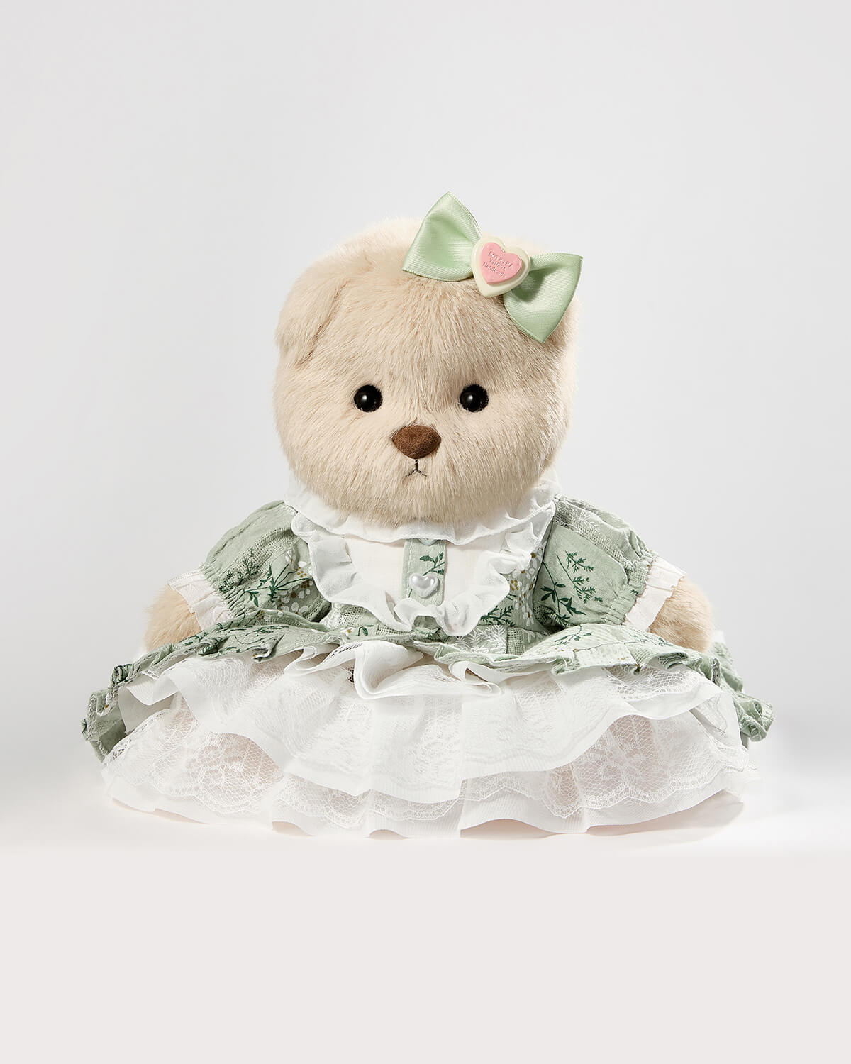 Teddy Bear & Gorgeous Green Lace Dress - 12 Inches