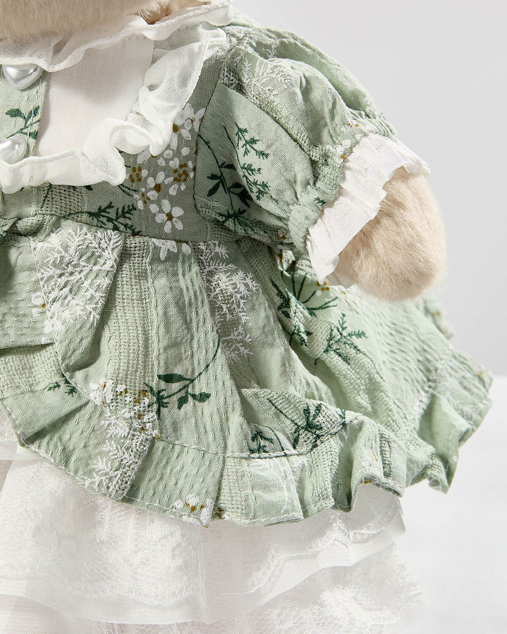 Teddy Bear & Gorgeous Green Lace Dress - 12 Inches