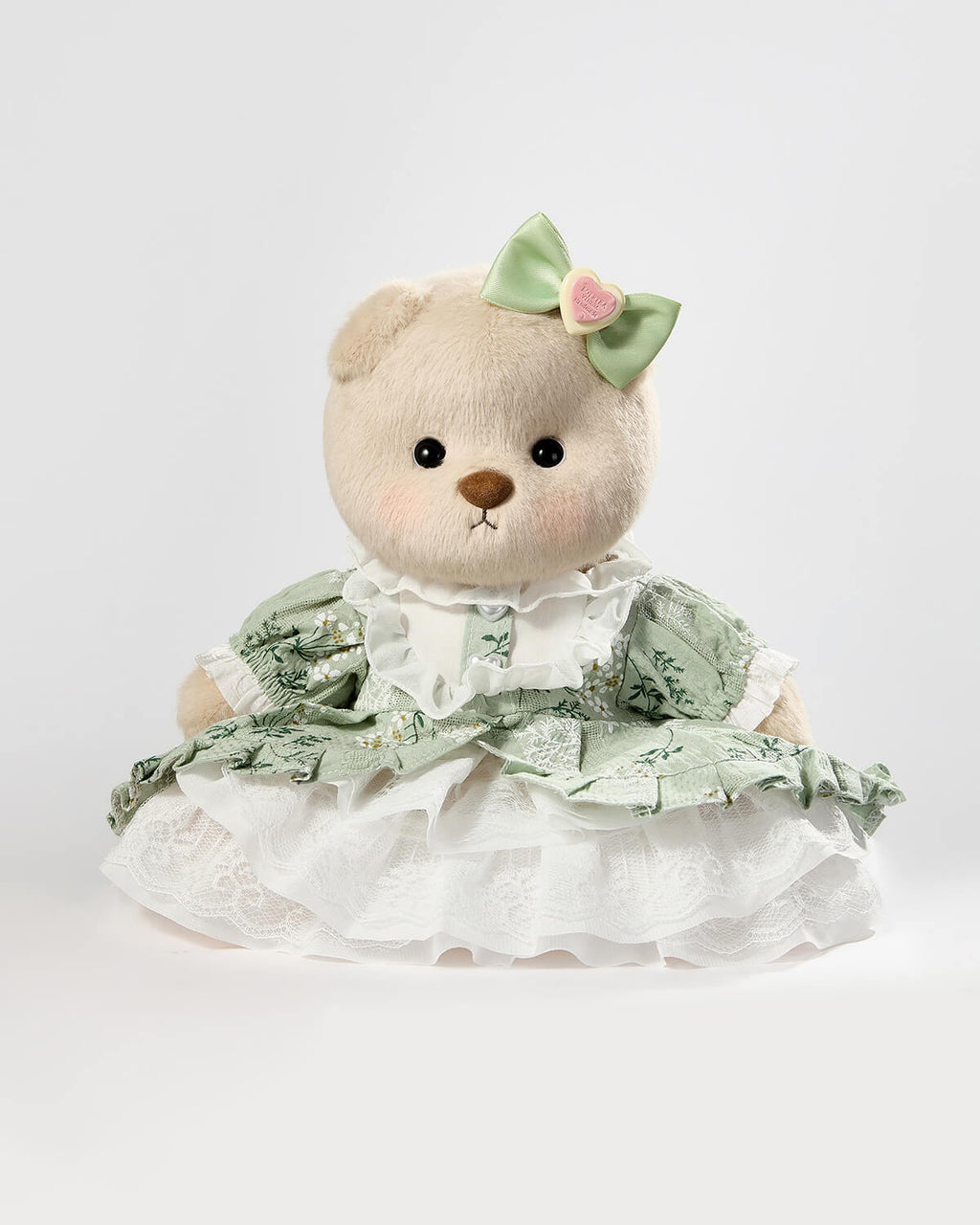 Teddy Bear & Gorgeous Green Lace Dress - 12 Inches