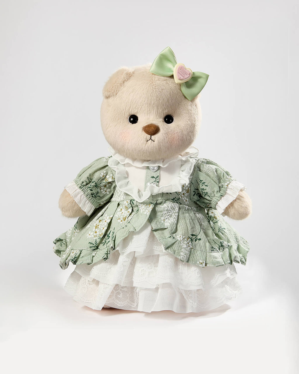 Teddy Bear & Gorgeous Green Lace Dress - 12 Inches