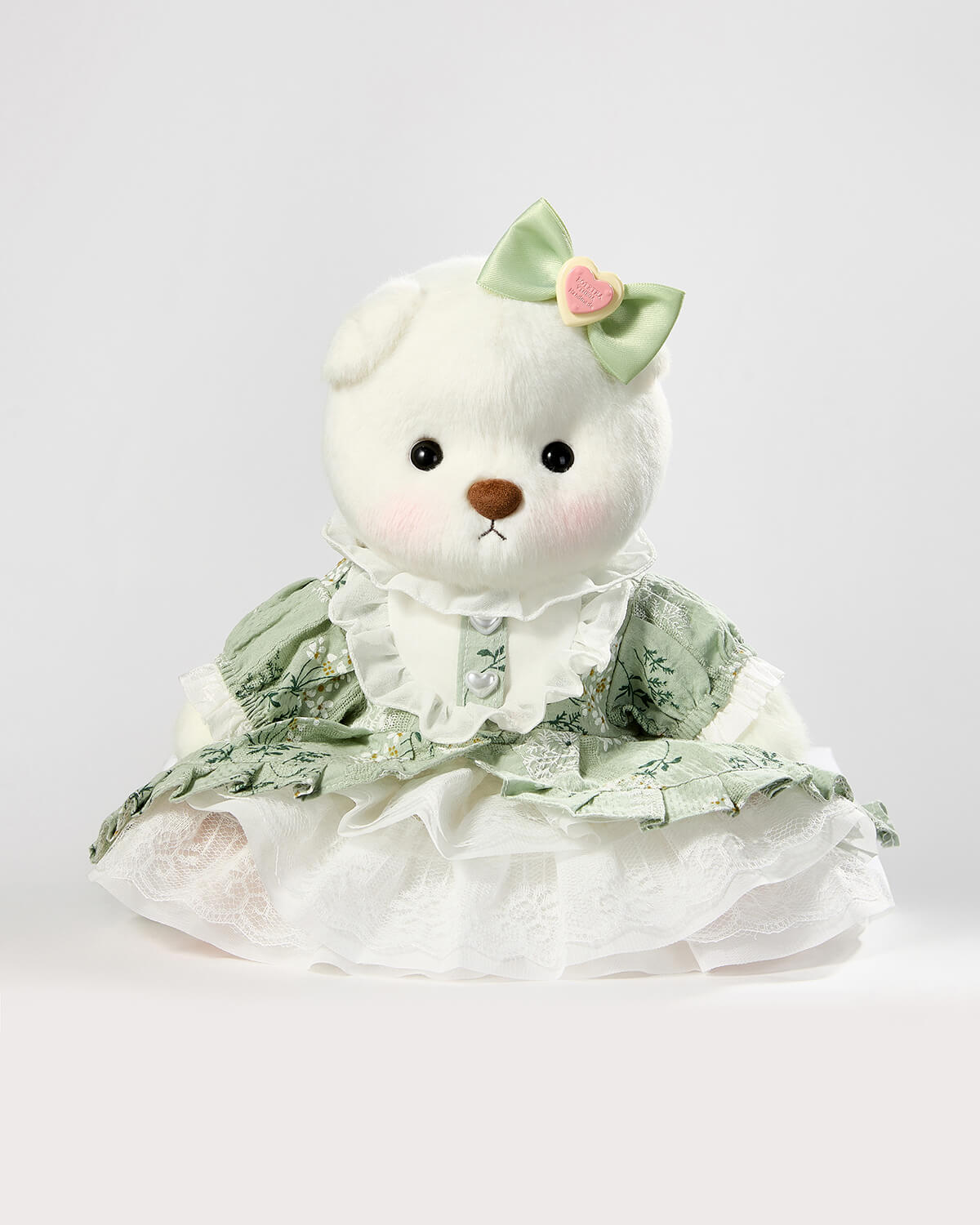 Teddy Bear & Gorgeous Green Lace Dress - 12 Inches