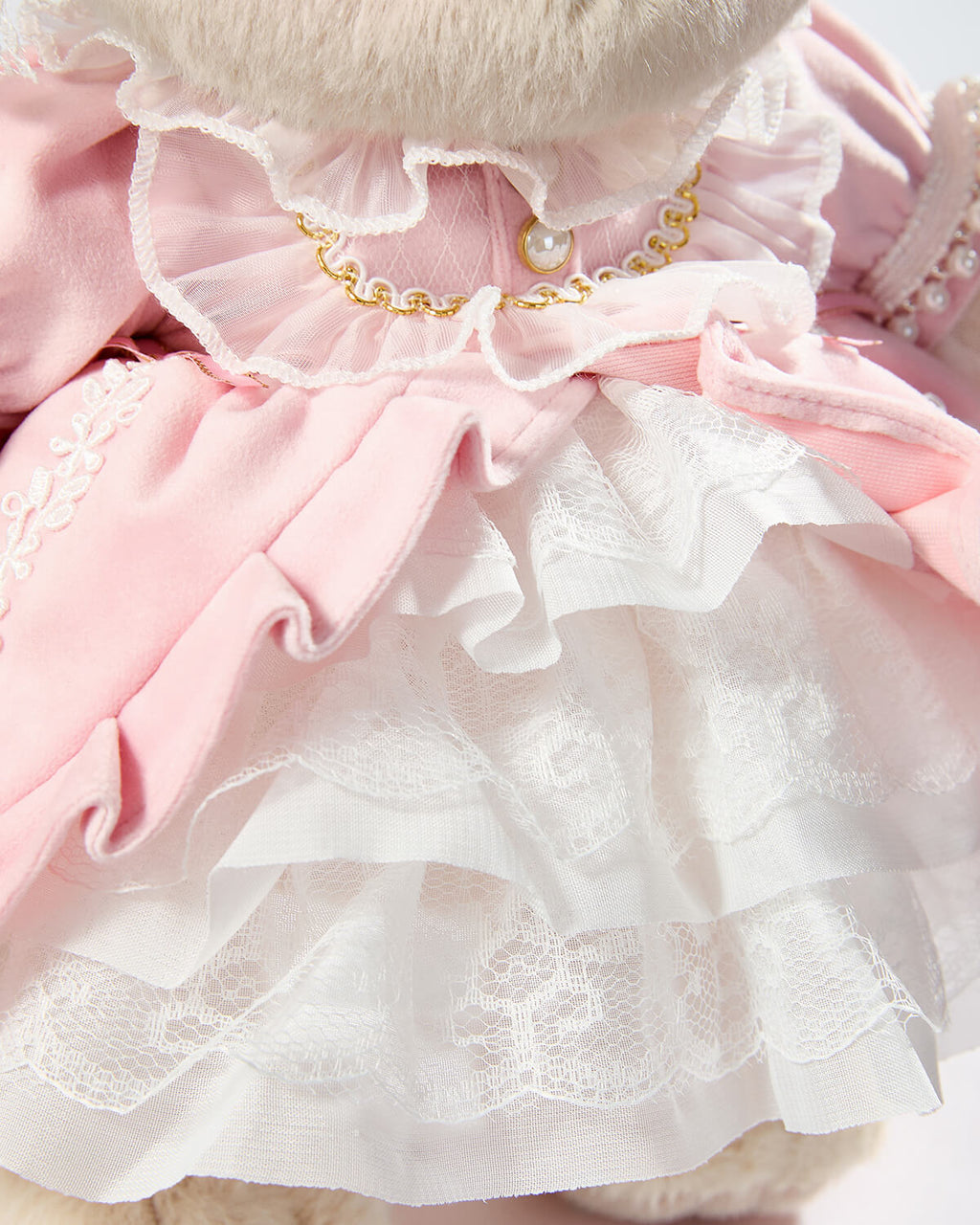 Teddy Bear & Gorgeous Pink Lace Dress - 12 Inches