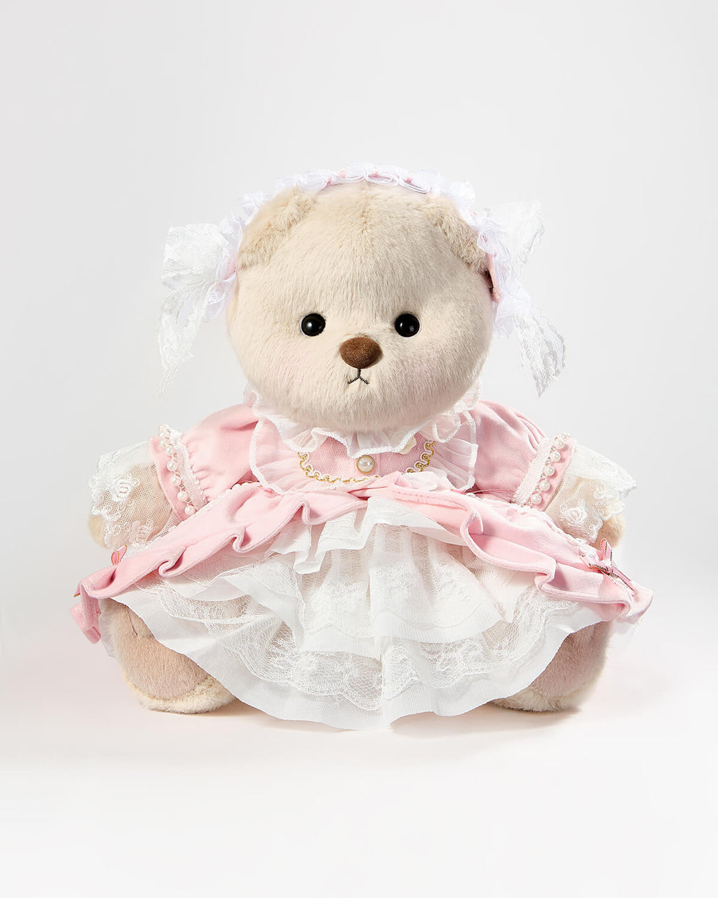 Teddy Bear & Gorgeous Pink Lace Dress - 12 Inches