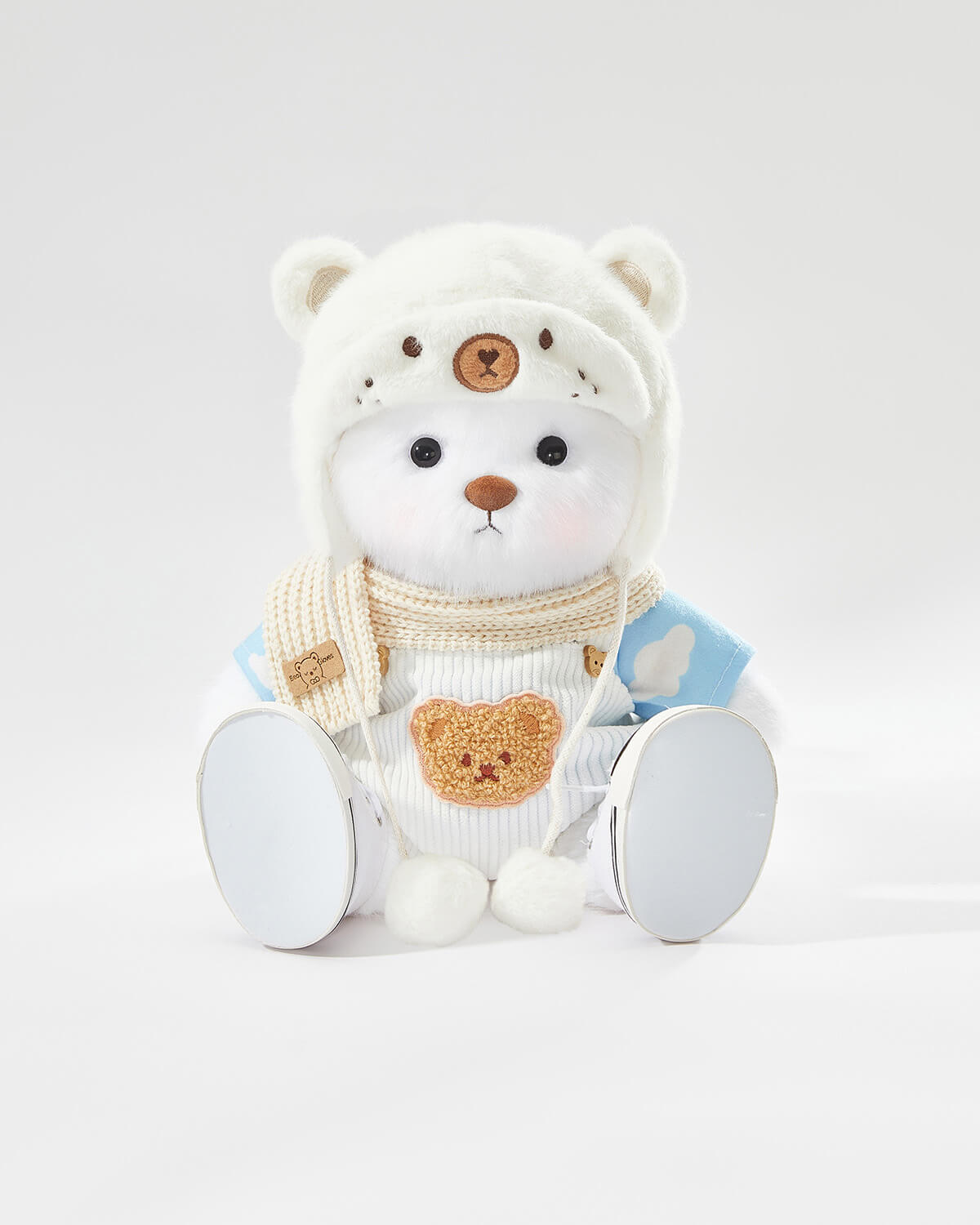 Teddy Bear & Casual White Bear Hat Overalls Set of 5 - 12 Inches