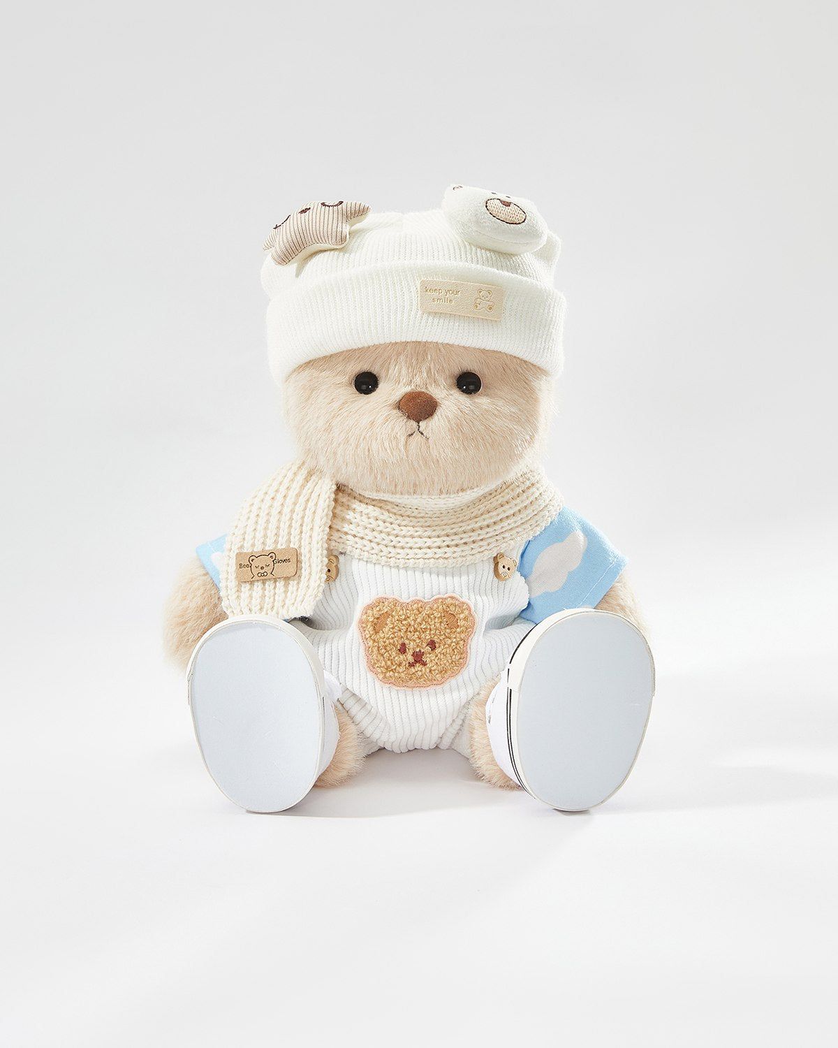 Teddy Bear & Casual White Overalls Set of 5 - 12 Inches