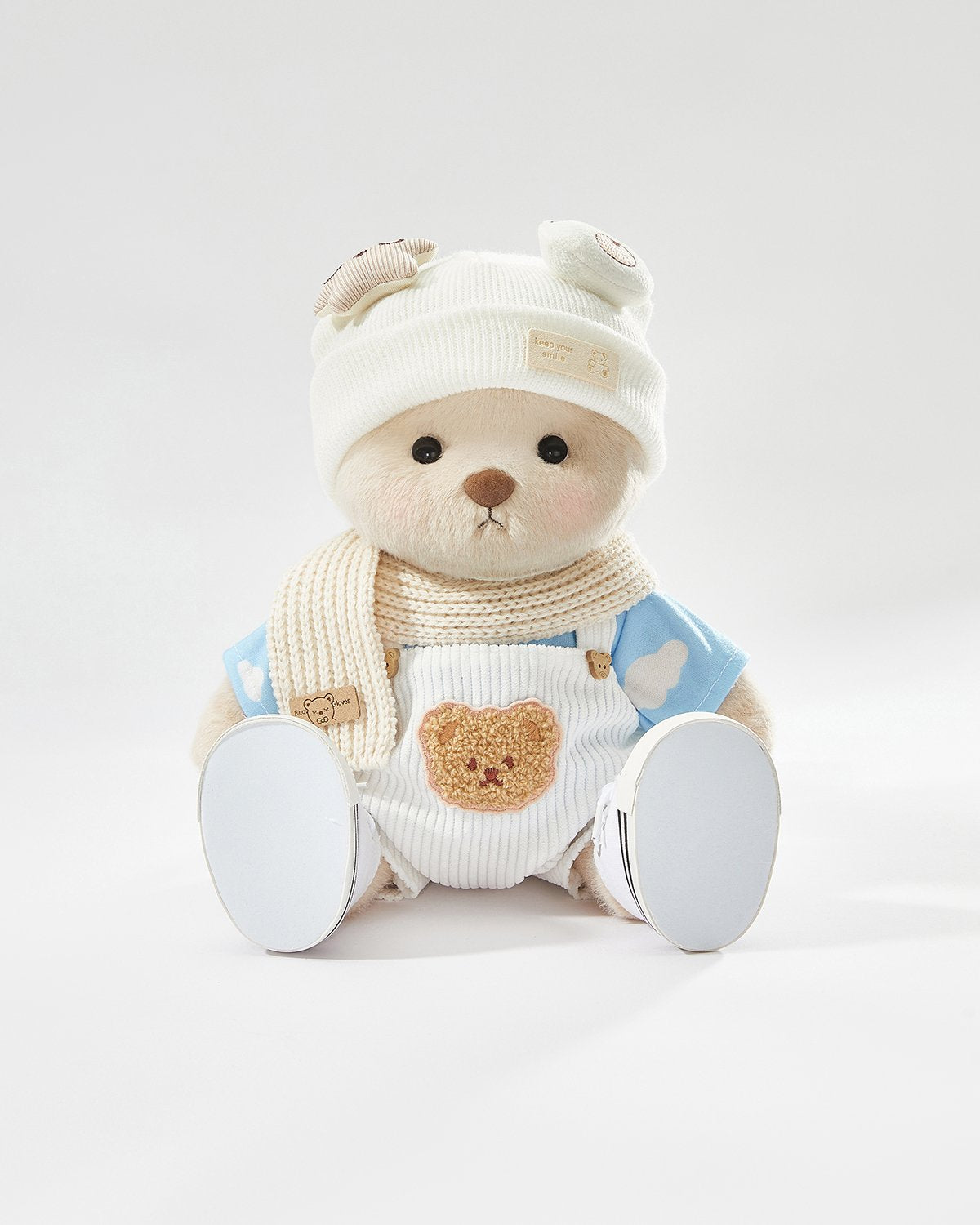 Teddy Bear & Casual White Overalls Set of 5 - 12 Inches