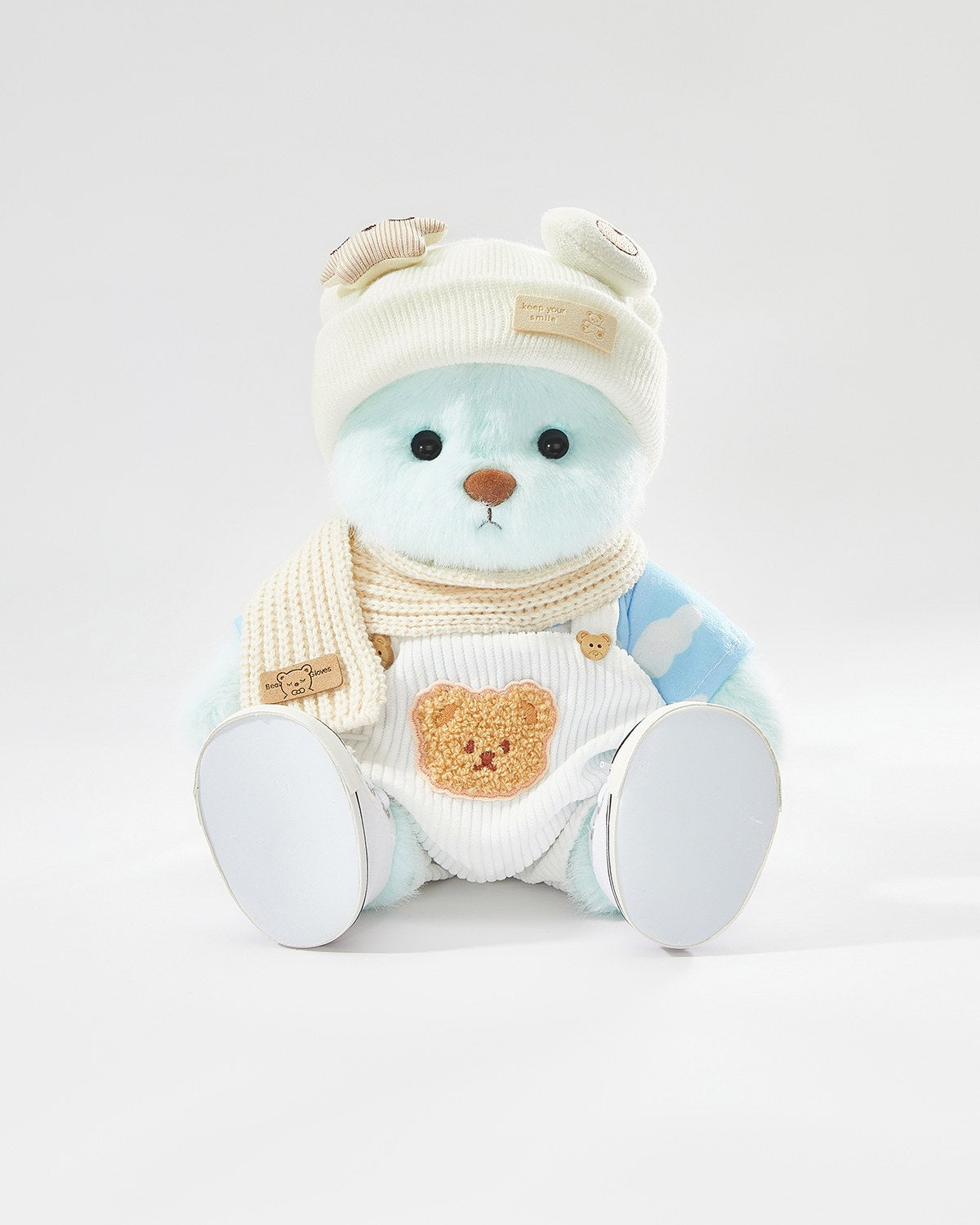 Teddy Bear & Casual White Overalls Set of 5 - 12 Inches