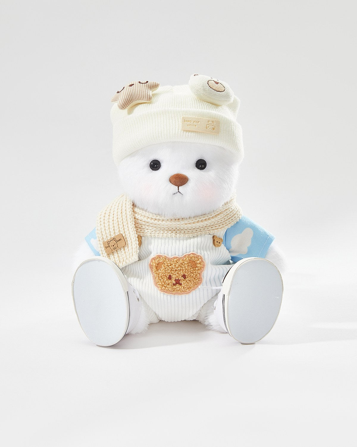 Teddy Bear & Casual White Overalls Set of 5 - 12 Inches