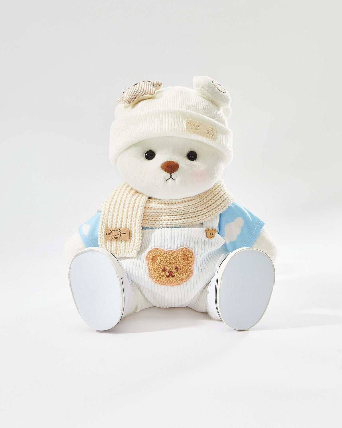Teddy Bear & Casual White Overalls Set of 5 - 12 Inches