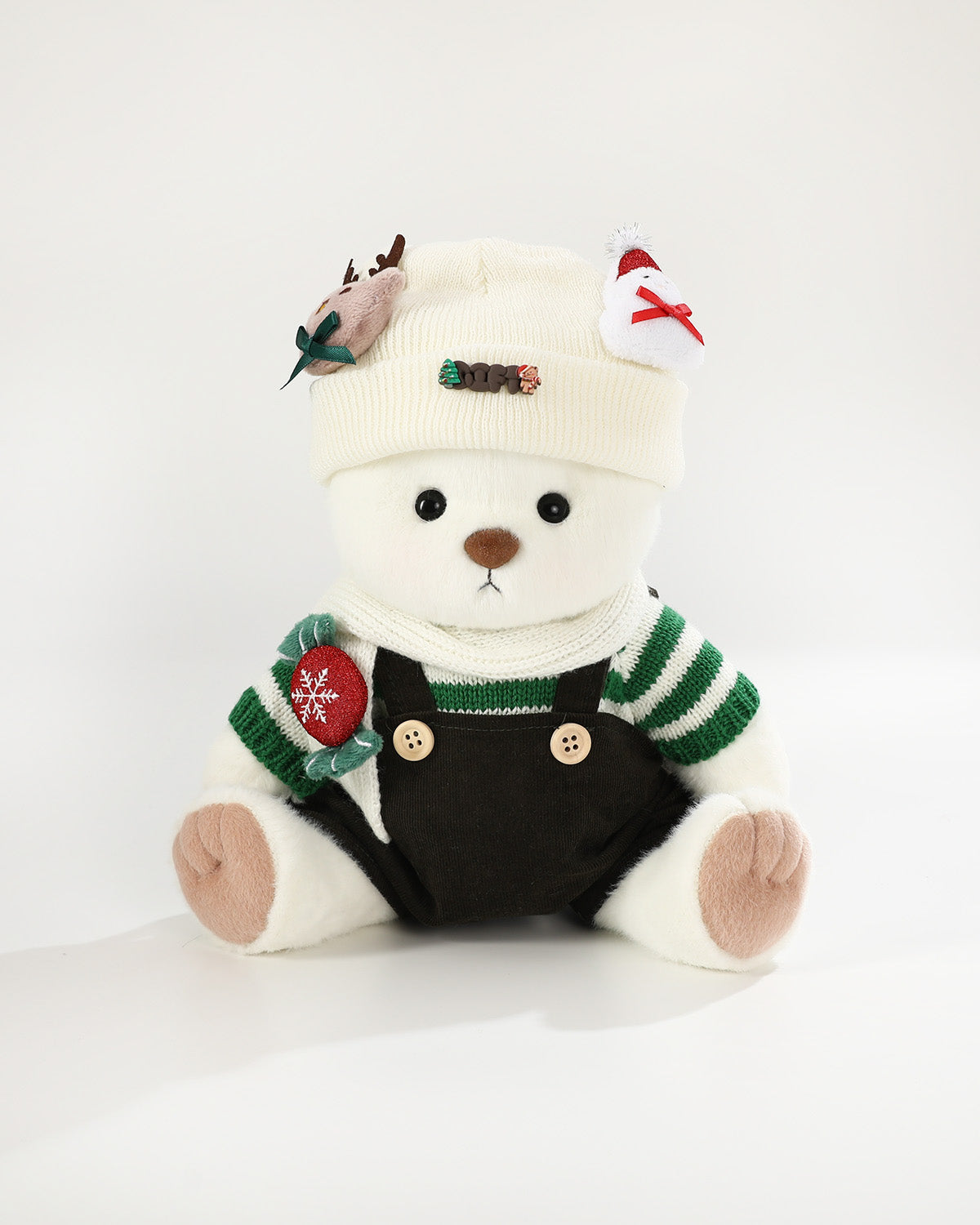 Teddy Bear & Christmas Green Striped Sweater Set - 12 Inch