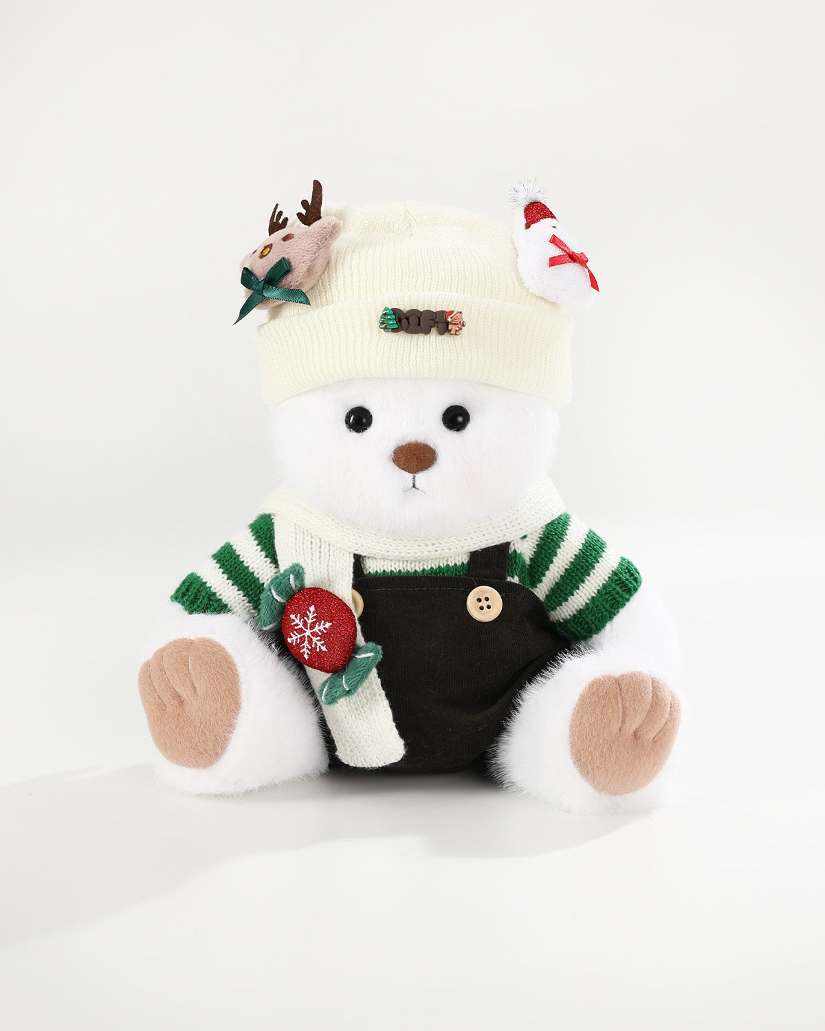 Teddy Bear & Christmas Green Striped Sweater Set - 12 Inch
