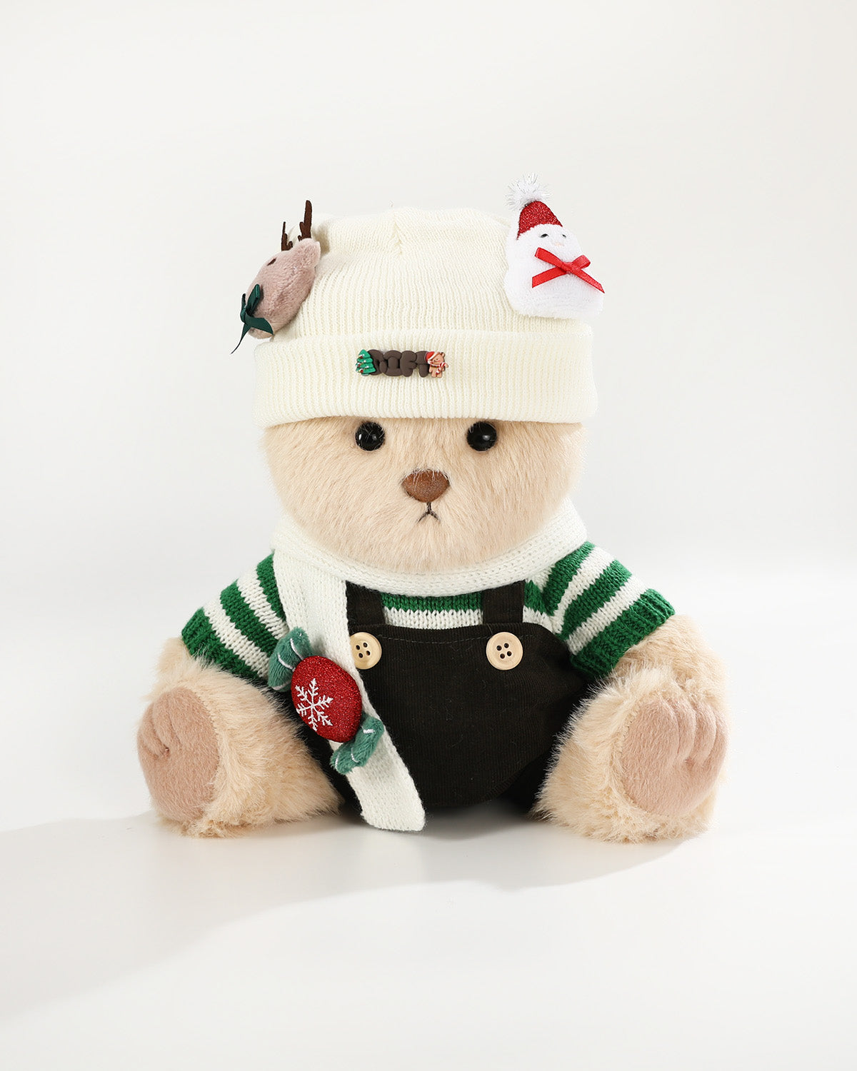 Teddy Bear & Christmas Green Striped Sweater Set - 12 Inch