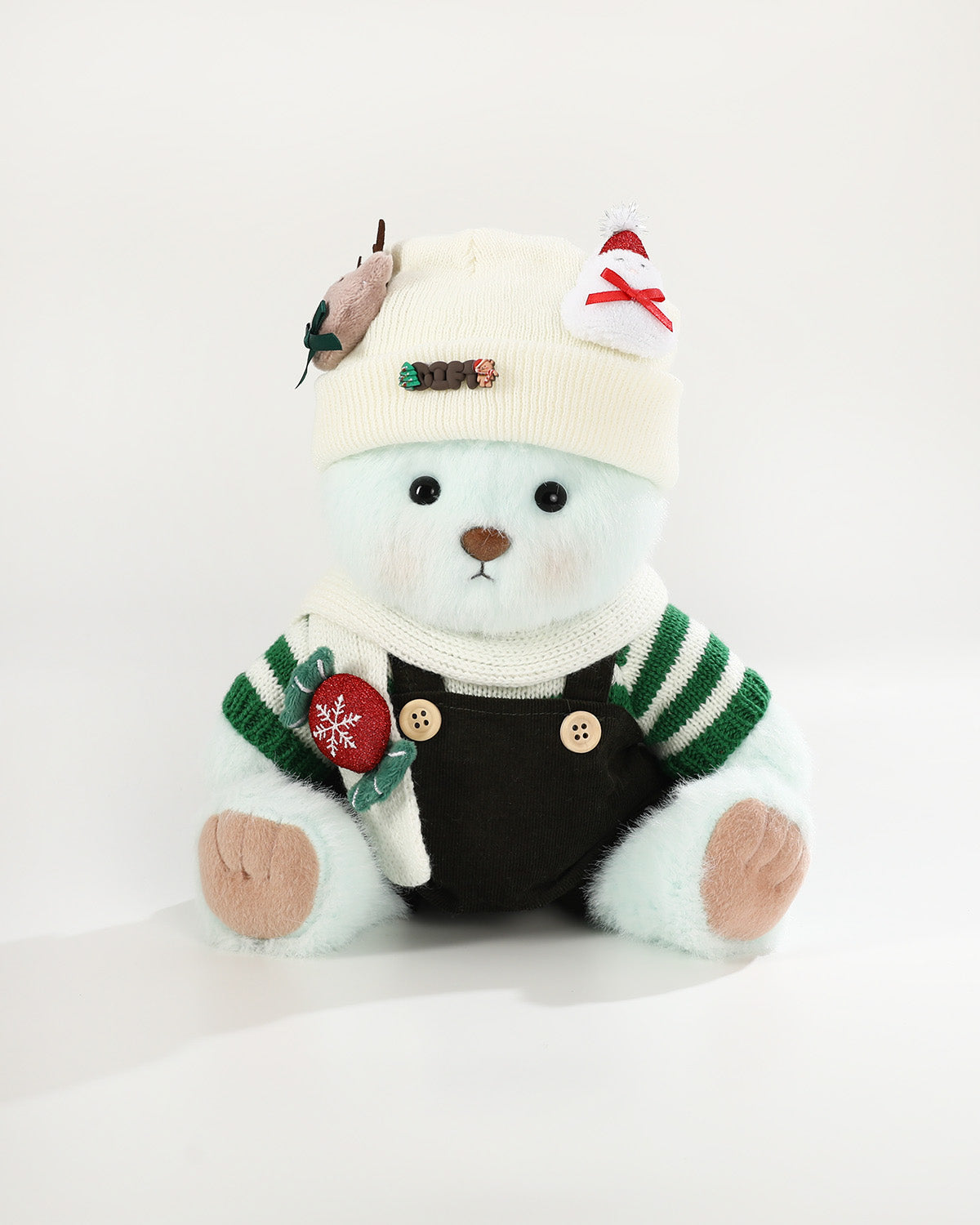 Teddy Bear & Christmas Green Striped Sweater Set - 12 Inch