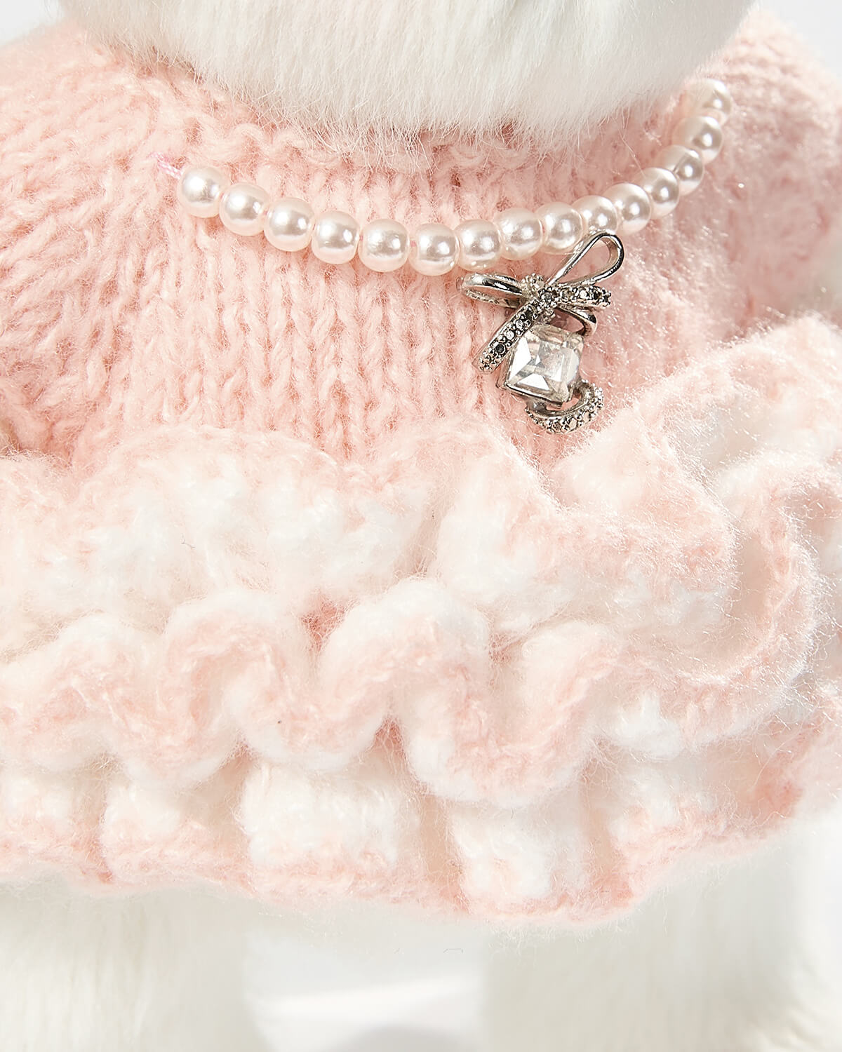 Teddy Bear & Pink Knit Cake Dress - 6 Inches