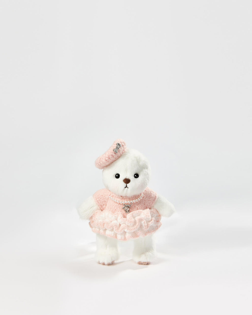 Teddy Bear & Pink Knit Cake Dress - 6 Inches