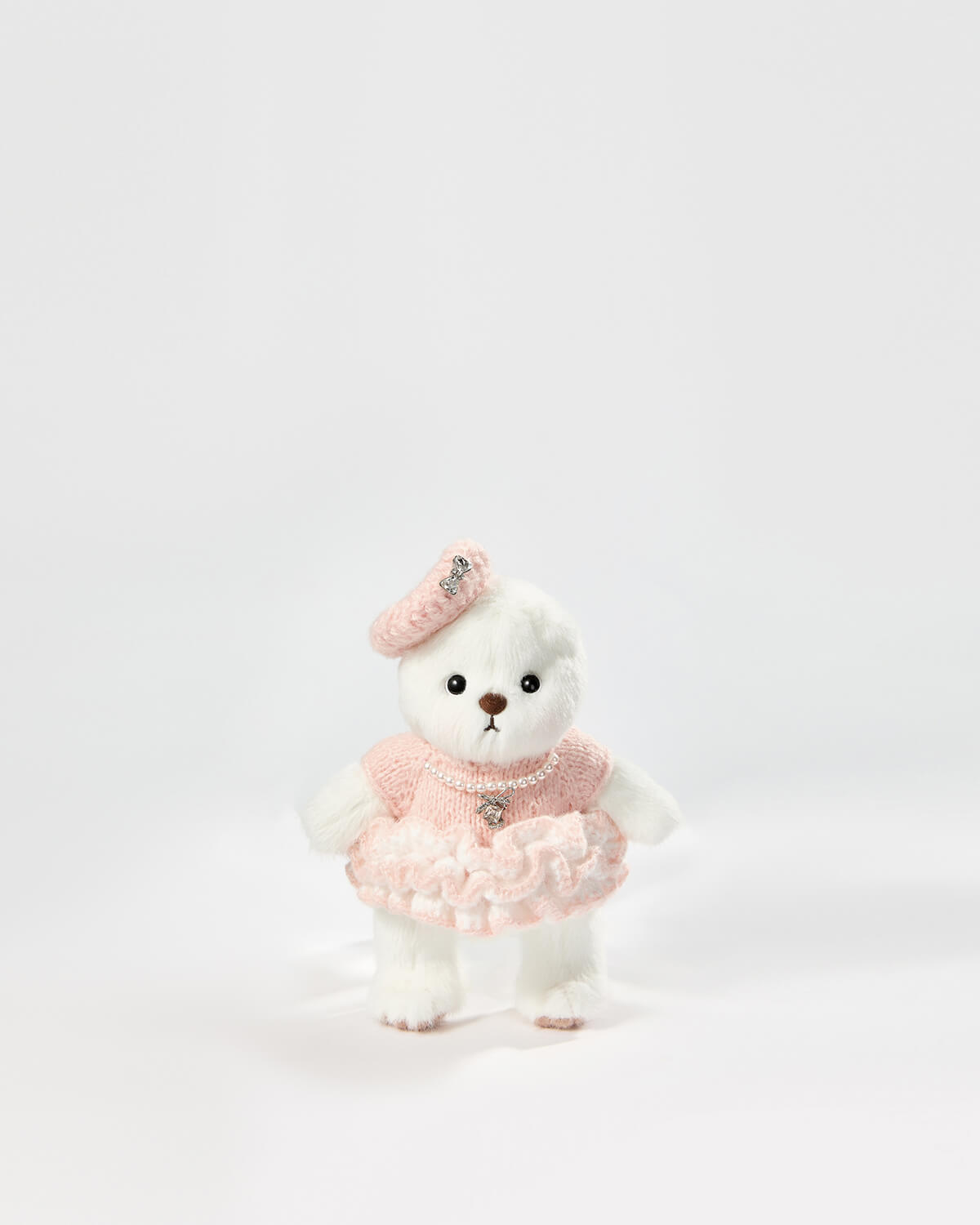 Teddy Bear & Pink Knit Cake Dress - 6 Inches