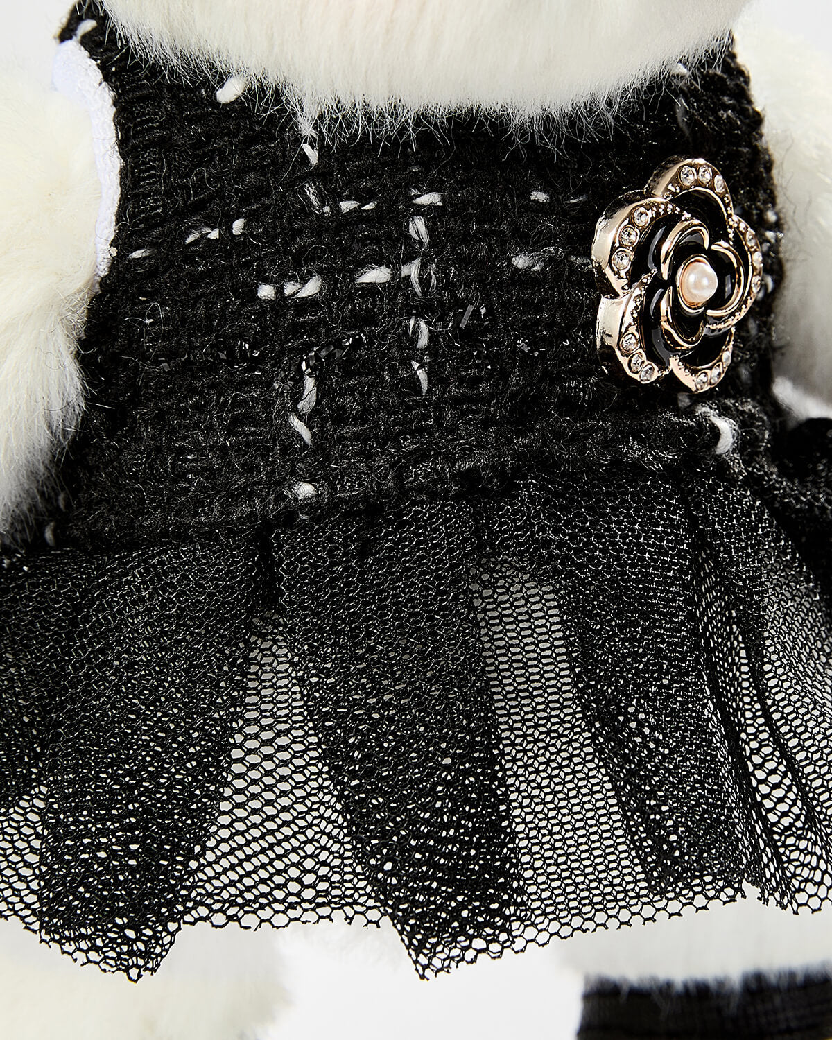 Teddy Bear & Black Gauze Dress Set - 6 Inches