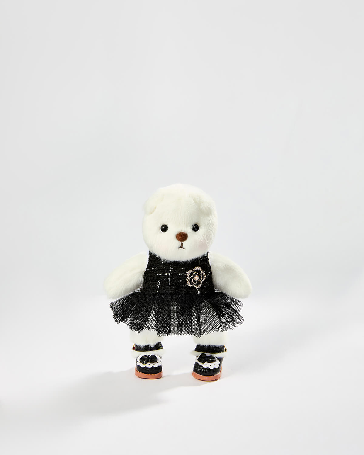 Teddy Bear & Black Gauze Dress Set - 6 Inches